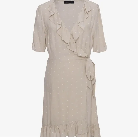 Sanctuary Polka Dot Faux Wrap Dress Women's Ruffle Lined - Picture 3 of 6